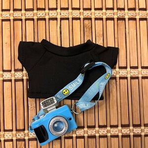 Labubu BlackT-Shirt with Blue Toy Camera